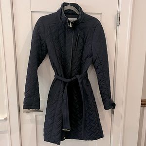 Navy Quilted Cole Haan Women’s Jacket with Belt